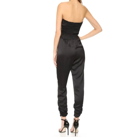 PARKER Carmela Strapless Sweetheart Neck Stripe & Smock Jumpsuit, Black, Small - Picture 4 of 5